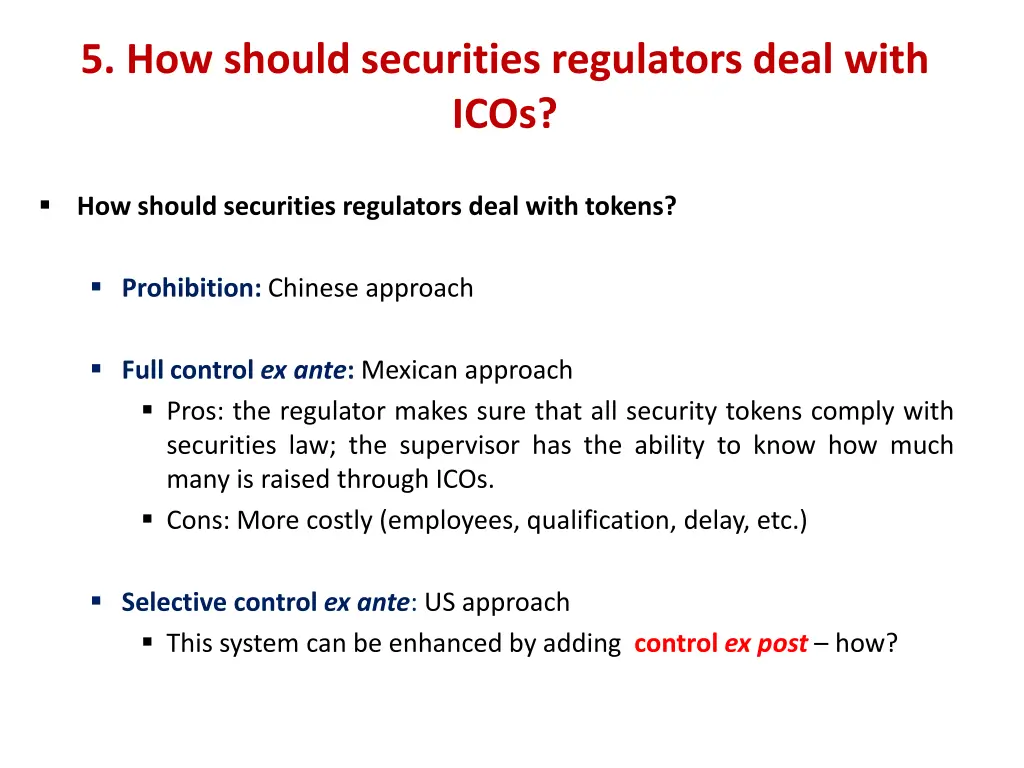 5 how should securities regulators deal with icos