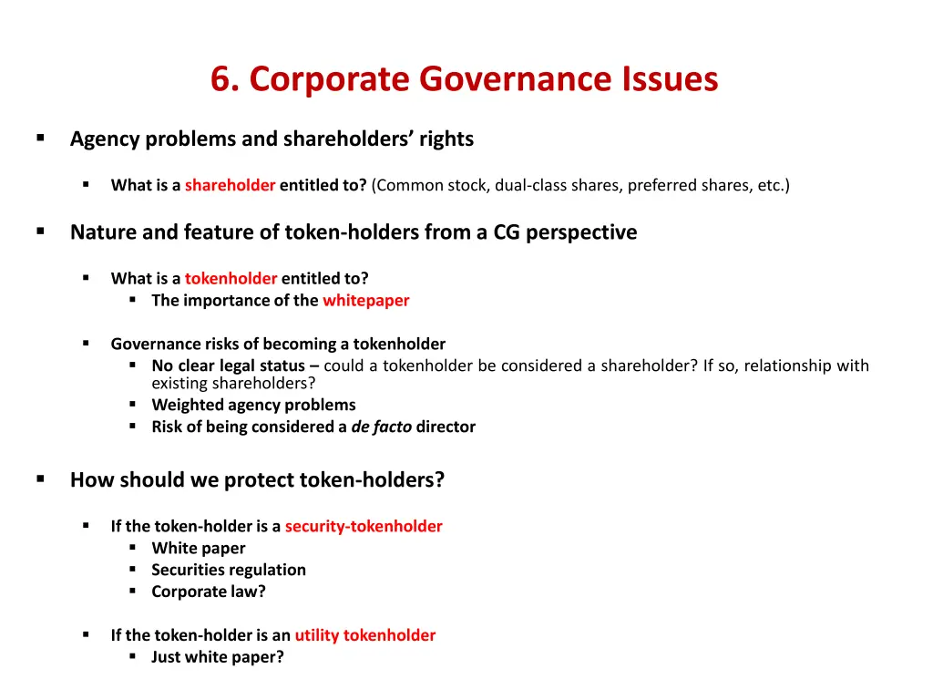 6 corporate governance issues