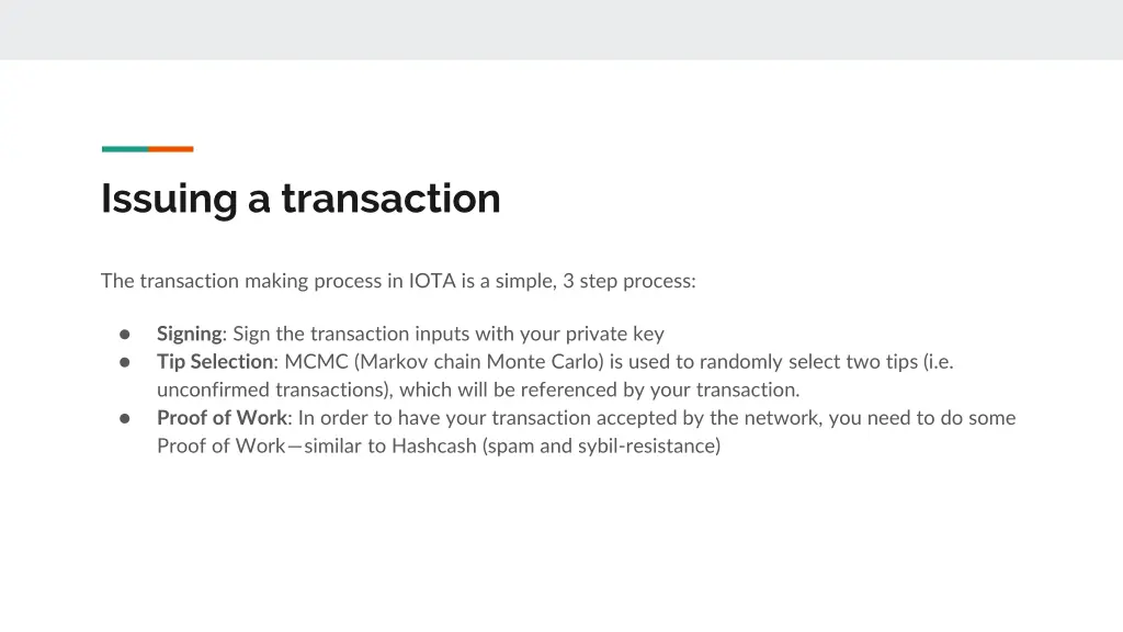 issuing a transaction