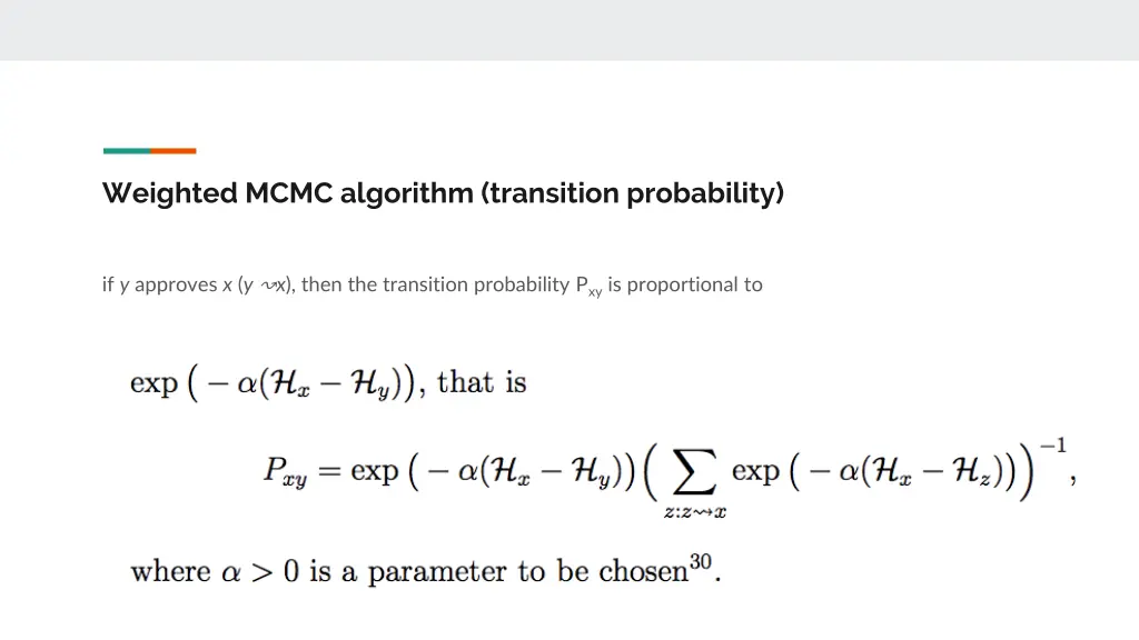 weighted mcmc algorithm transition probability