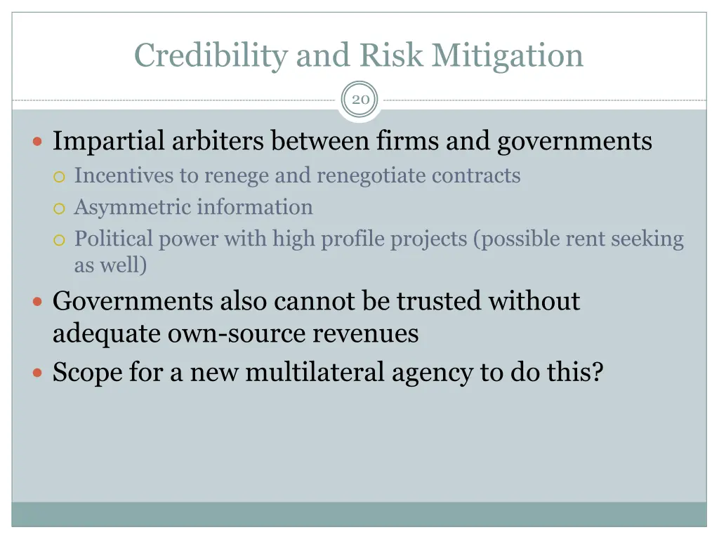 credibility and risk mitigation