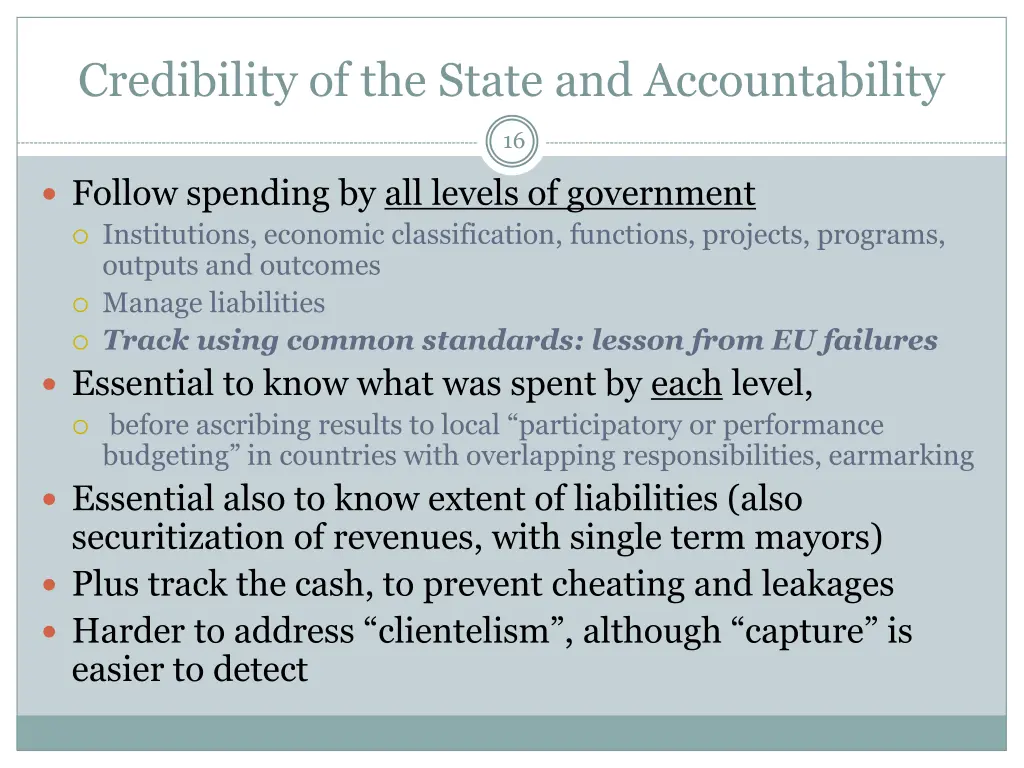 credibility of the state and accountability