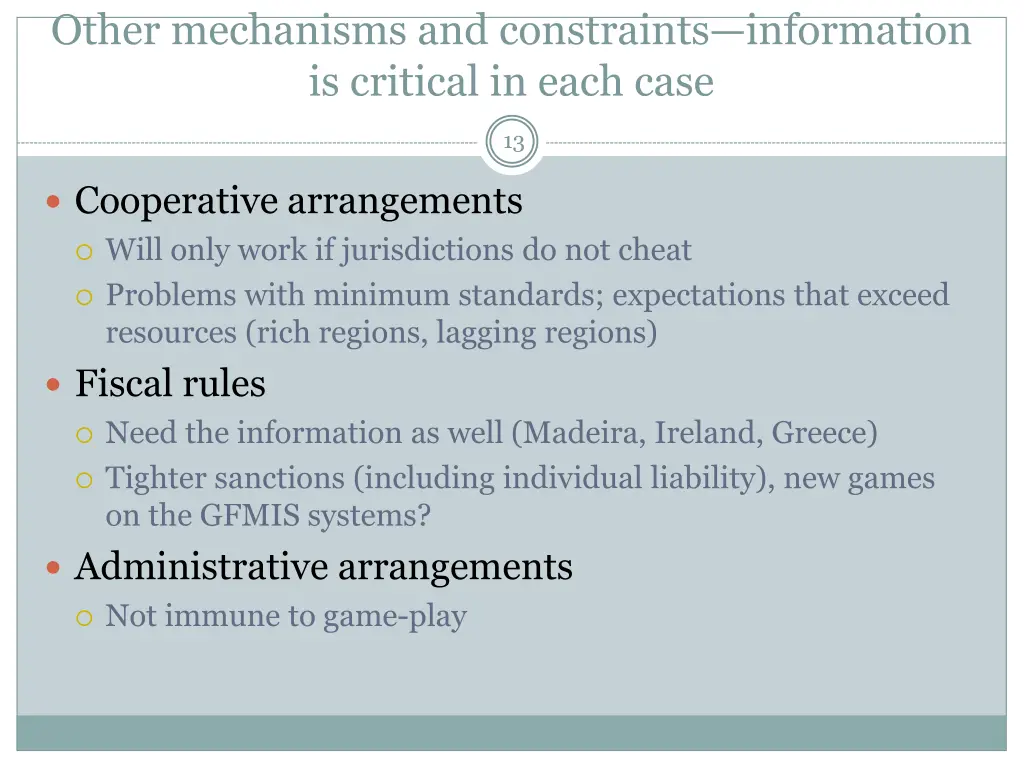 other mechanisms and constraints information