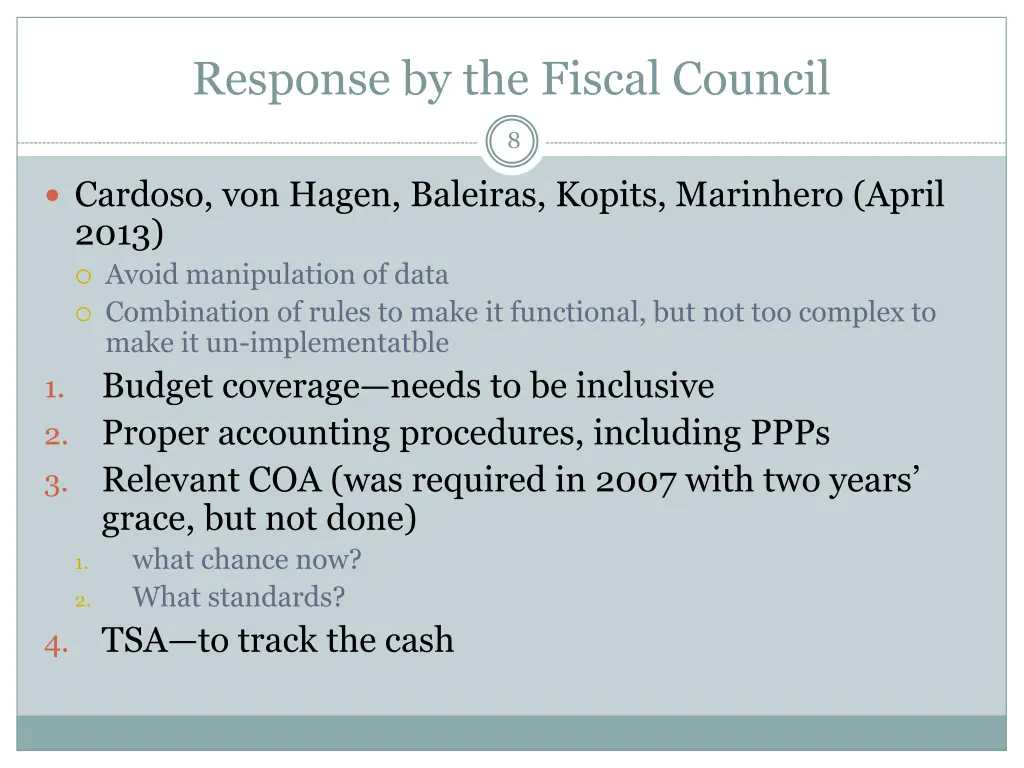 response by the fiscal council