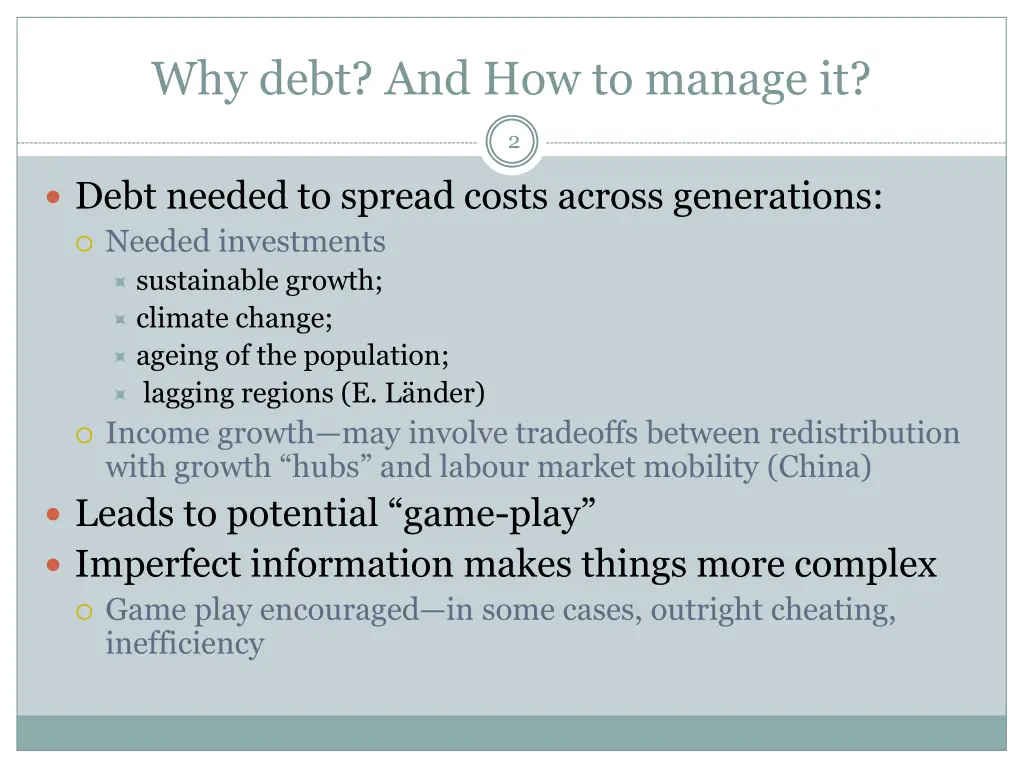 why debt and how to manage it