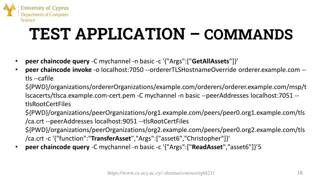 test application commands 1