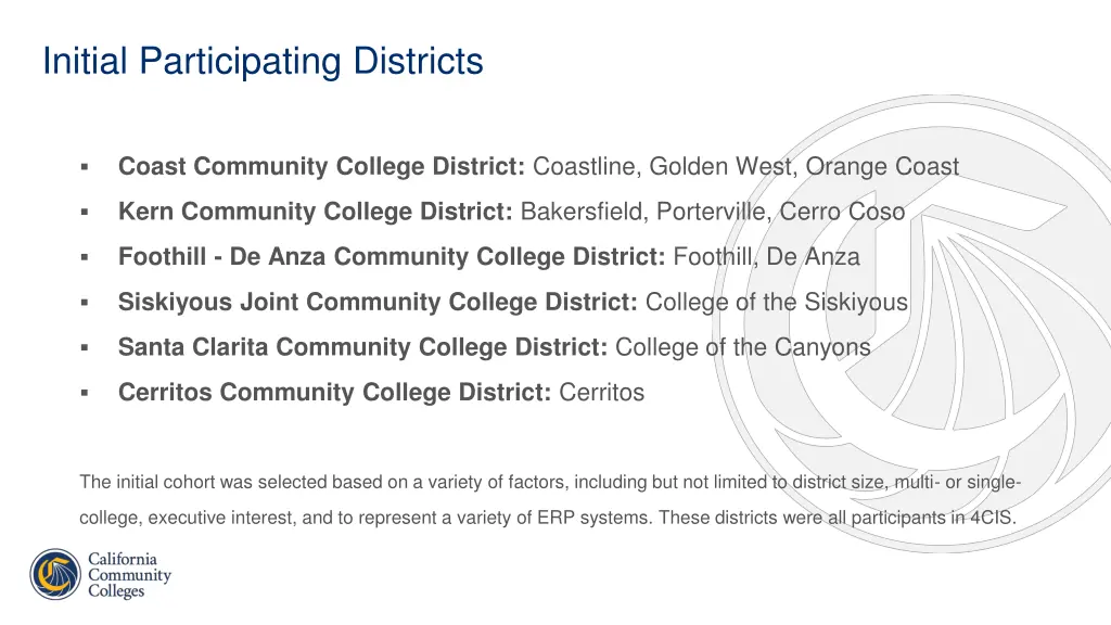 initial participating districts