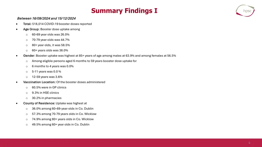 summary findings i