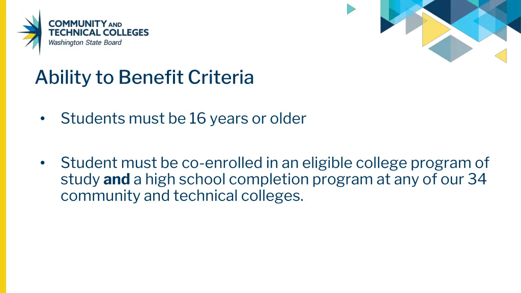ability to benefit criteria