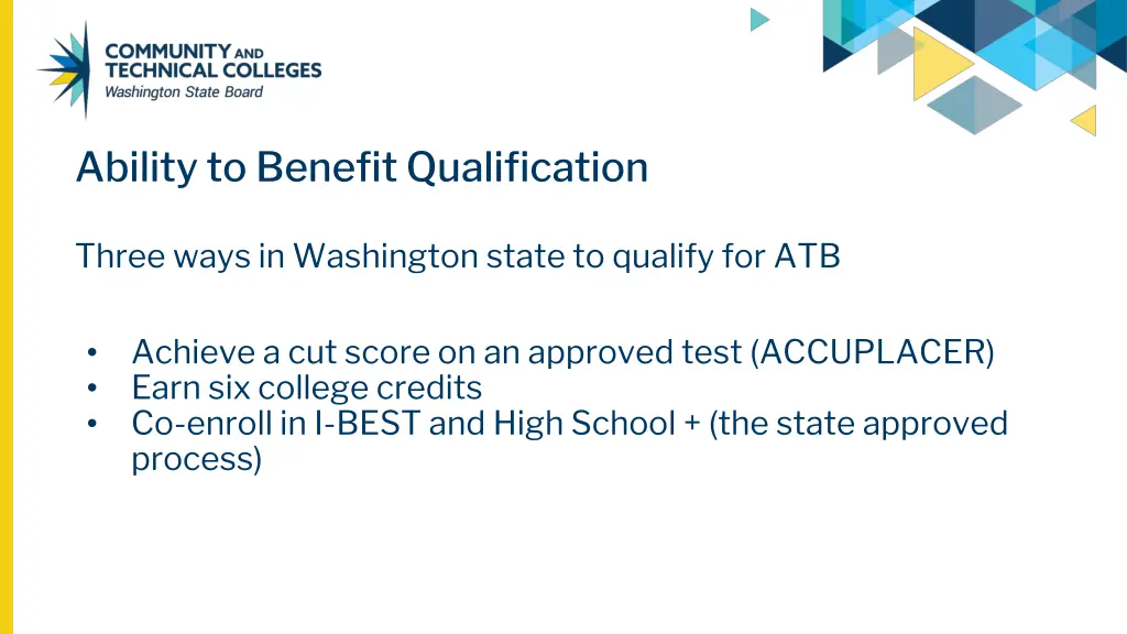 ability to benefit qualification