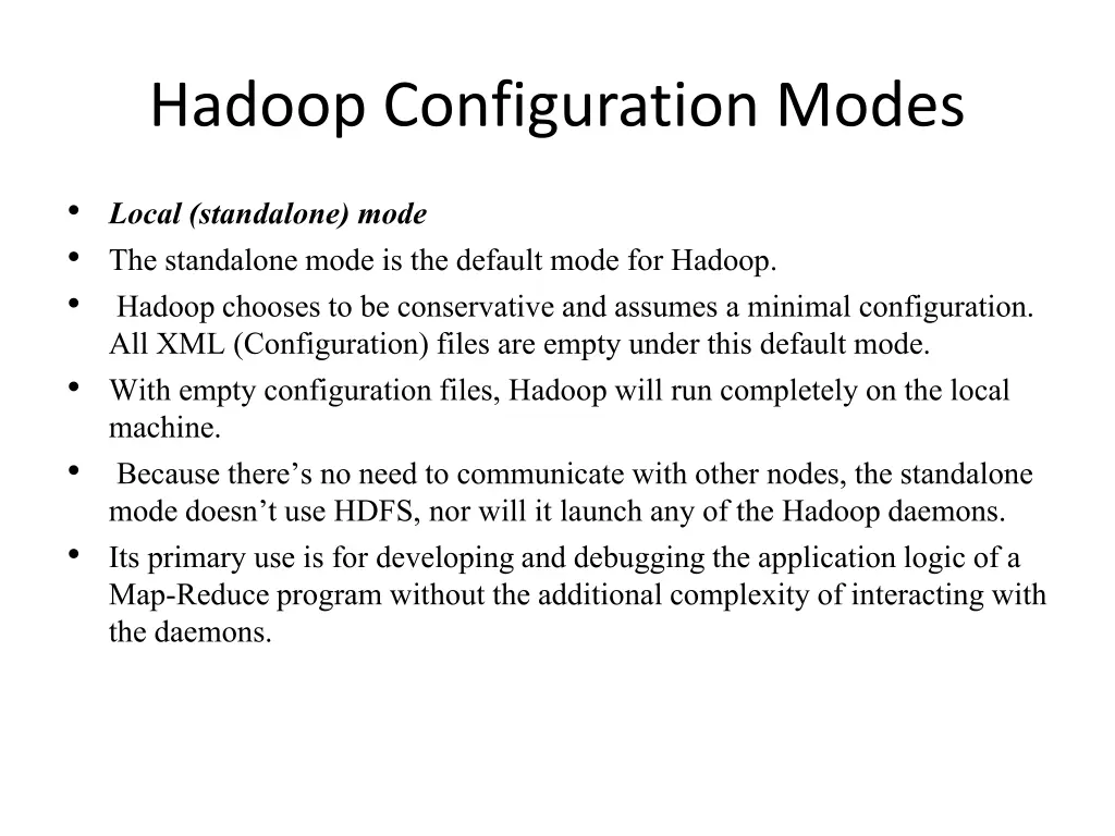 hadoop configuration modes