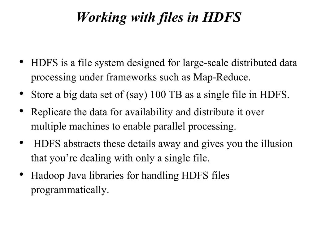 working with files in hdfs