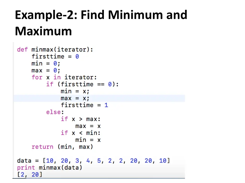 example 2 find minimum and maximum
