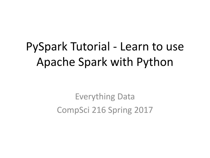 pyspark tutorial learn to use apache spark with