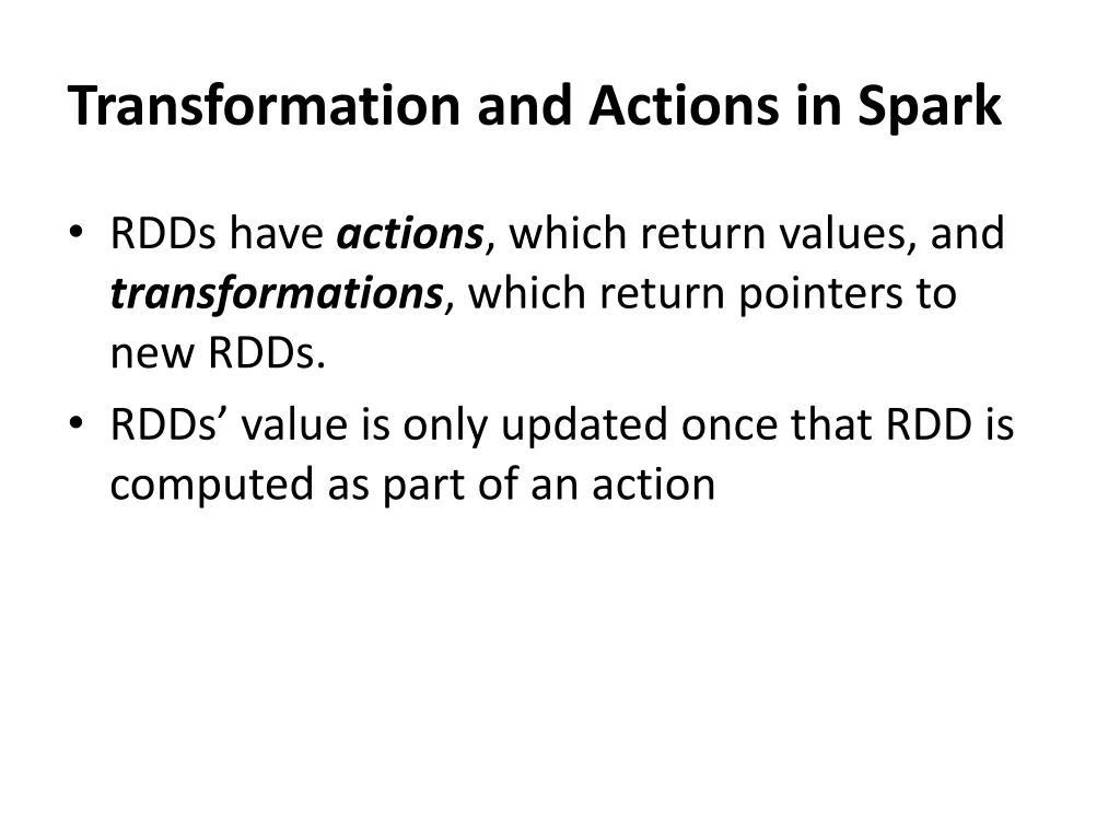 transformation and actions in spark