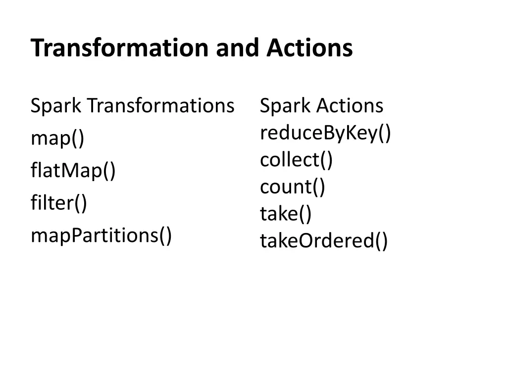 transformation and actions
