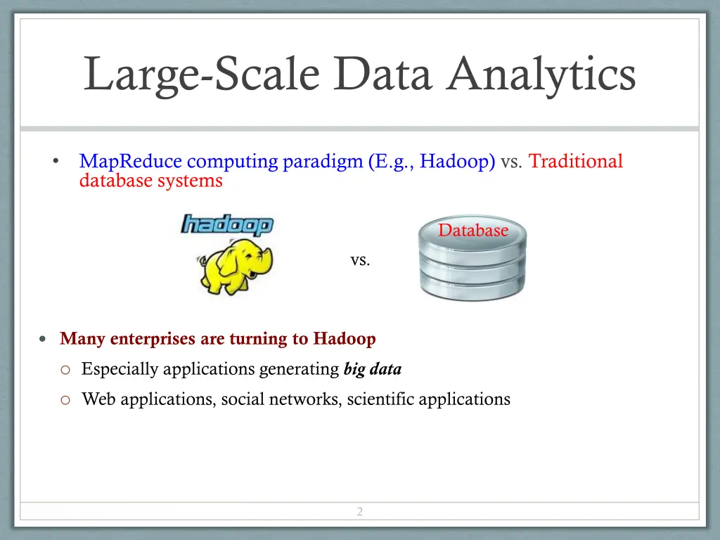 large scale data analytics