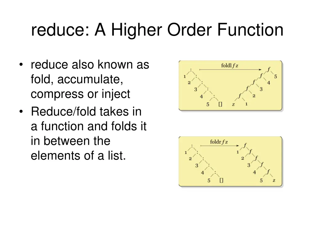 reduce a higher order function