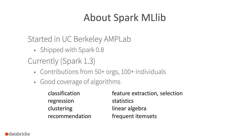 about spark mllib