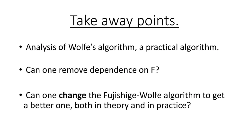 take away points