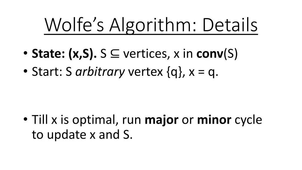 wolfe s algorithm details