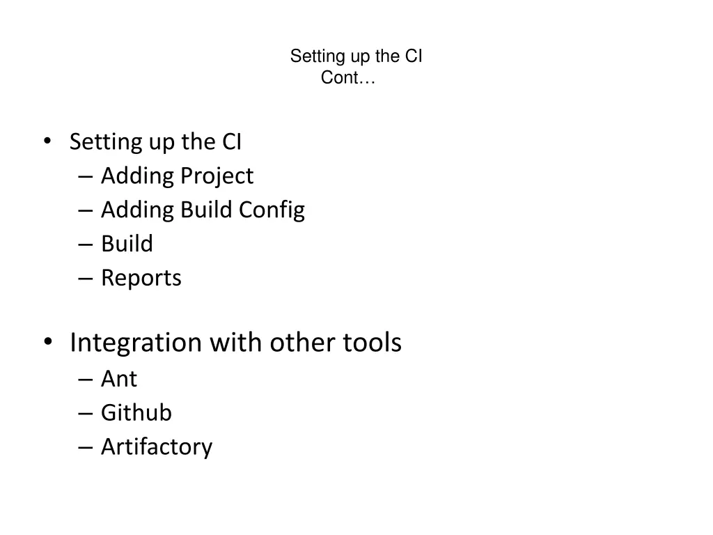 setting up the ci cont