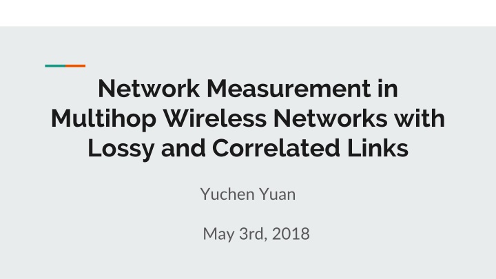 network measurement in multihop wireless networks