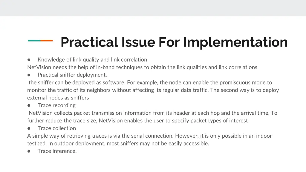 practical issue for implementation