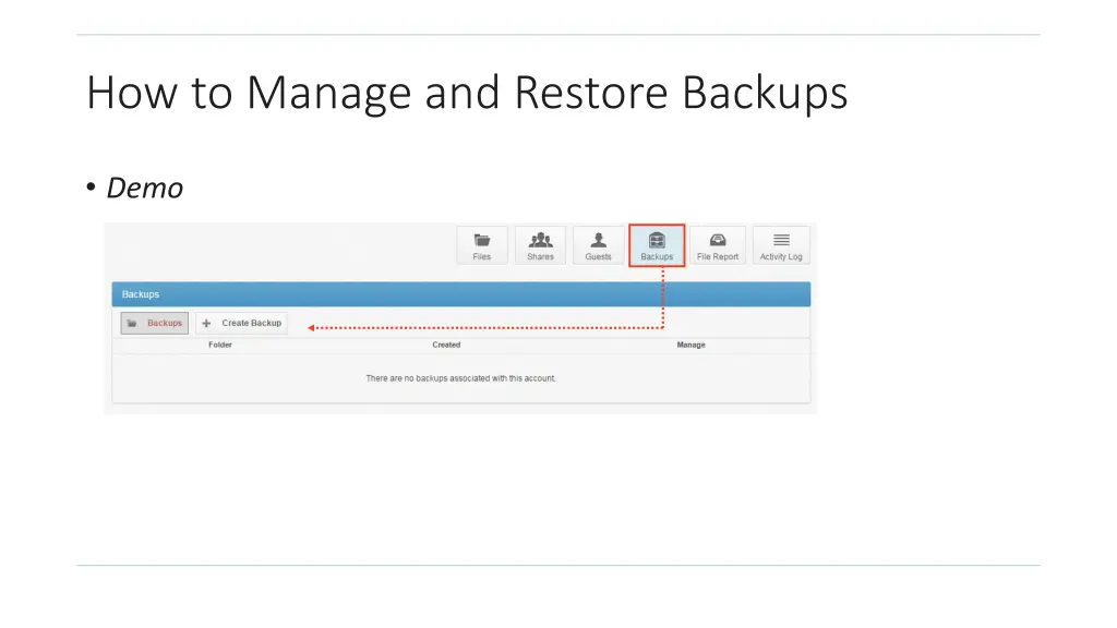 how to manage and restore backups