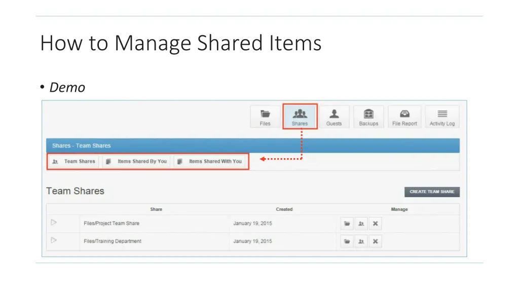 how to manage shared items