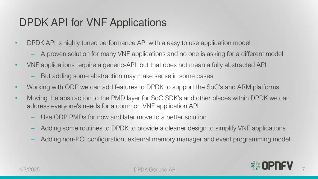 dpdk api for vnf applications