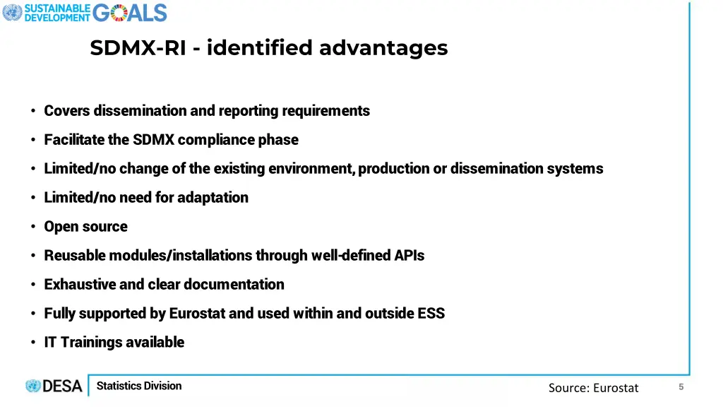 sdmx ri identified advantages