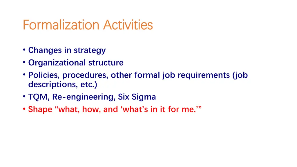 formalization activities formalization activities