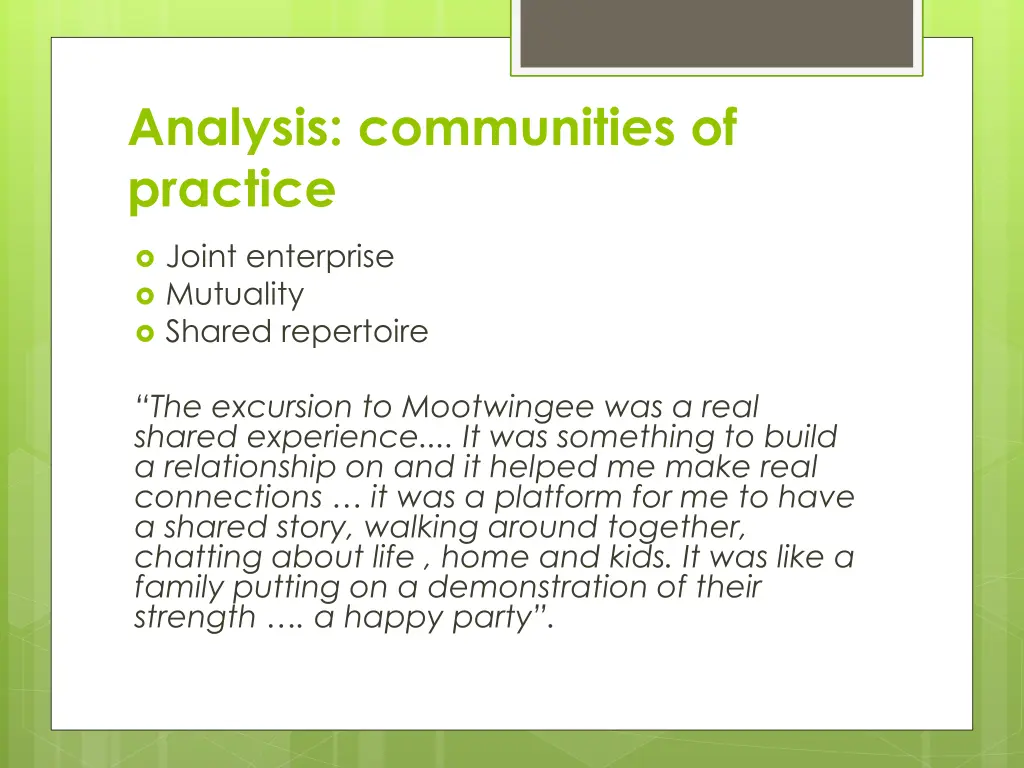 analysis communities of practice