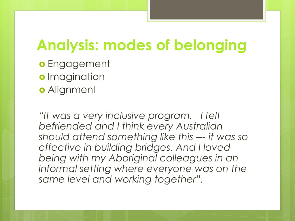 analysis modes of belonging