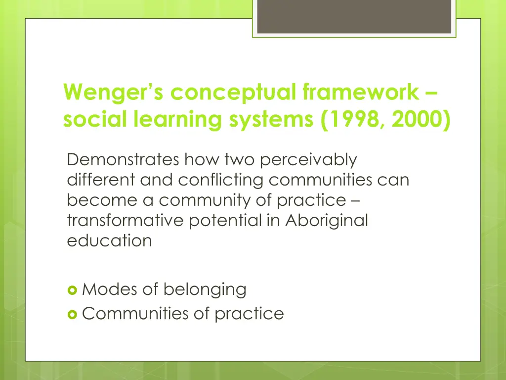 wenger s conceptual framework social learning