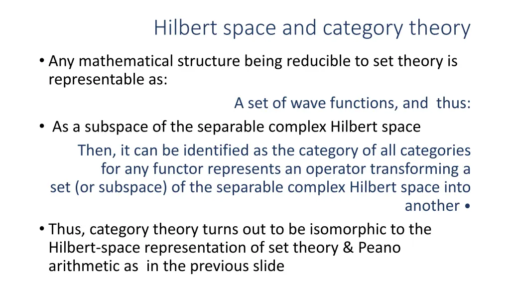 hilbert space and category theory
