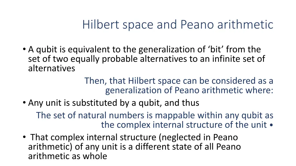 hilbert space and peano arithmetic