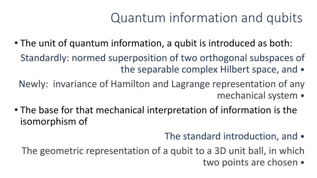quantum information and qubits