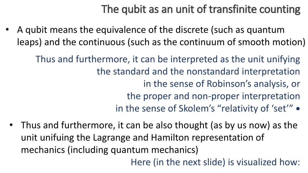 the qubit as an unit of transfinite counting