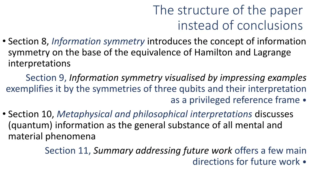 the structure of the paper instead of conclusions 2
