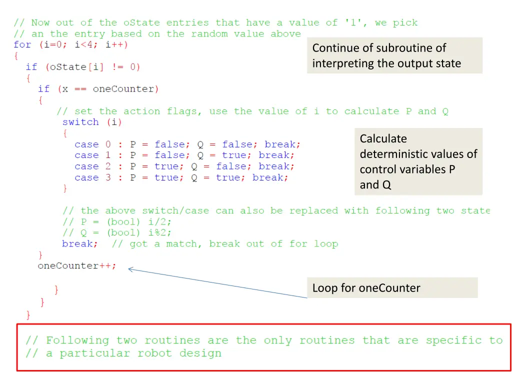 continue of subroutine of interpreting the output