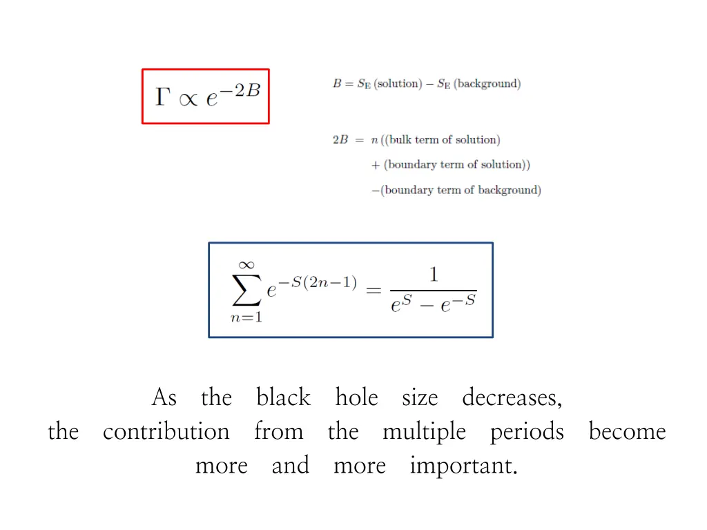 as the black hole size decreases the contribution