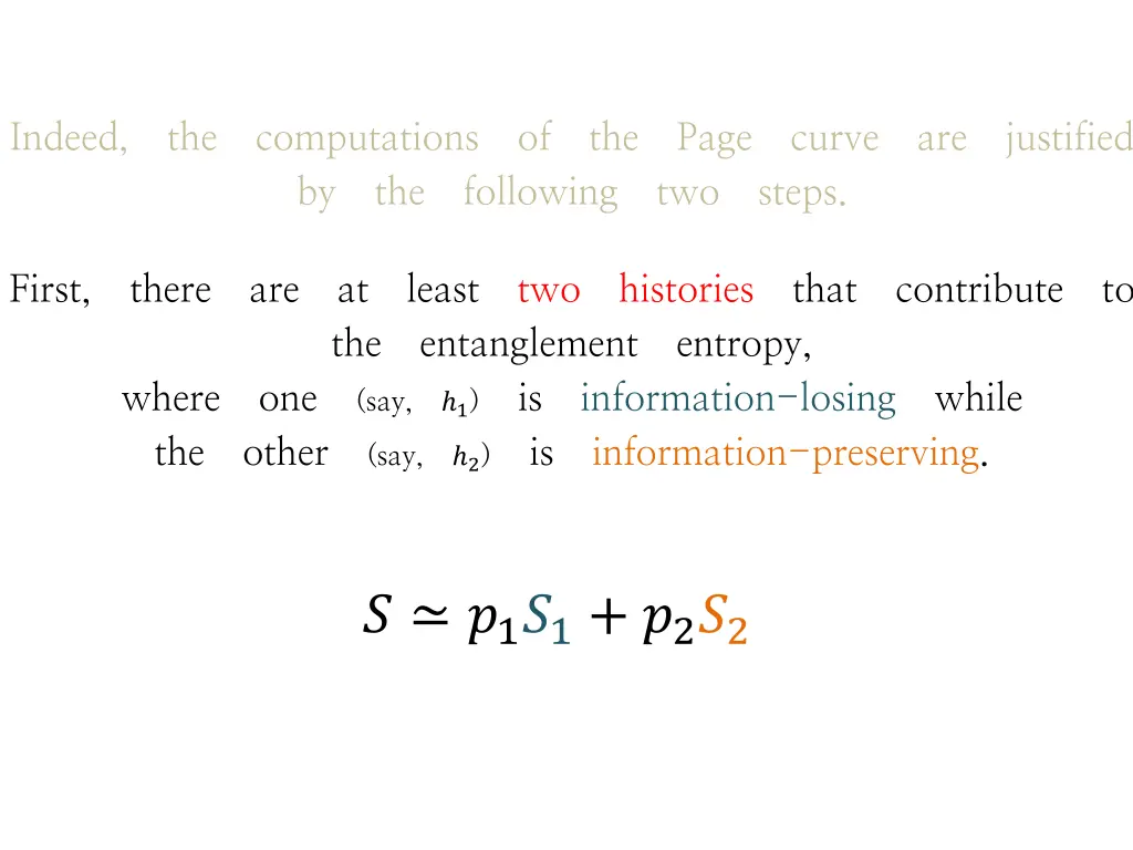 indeed the computations of the page curve 2