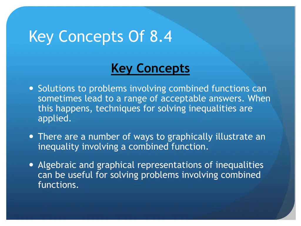 key concepts of 8 4