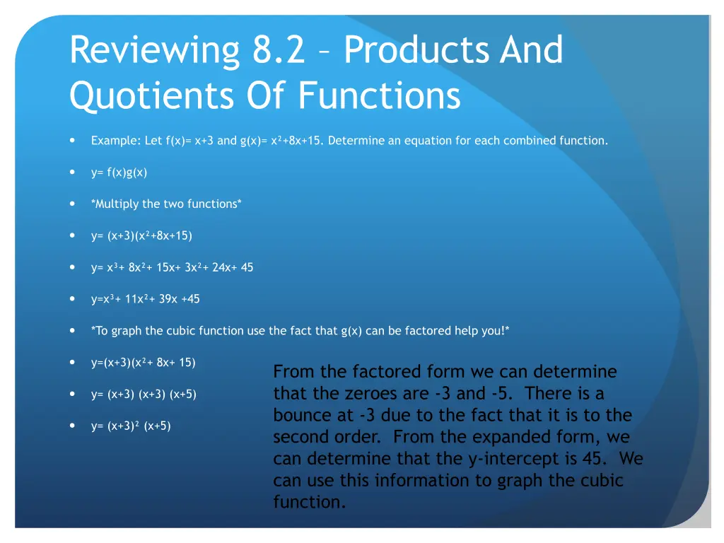 reviewing 8 2 products and quotients of functions