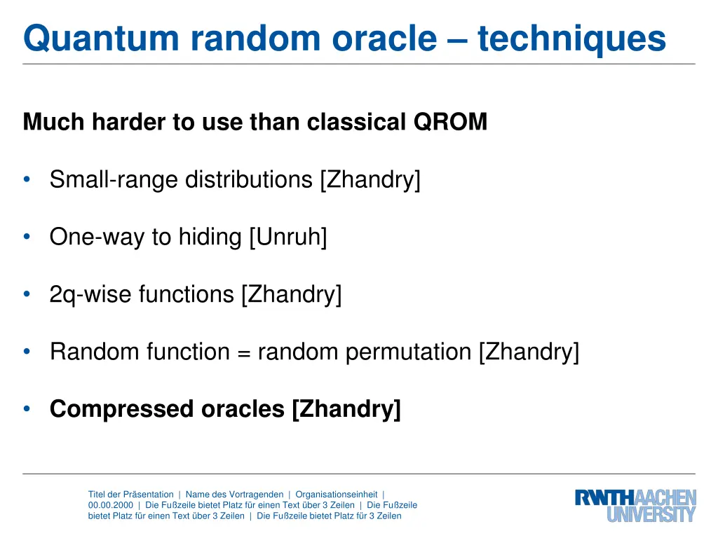 quantum random oracle techniques