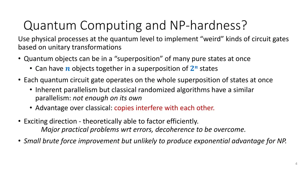 quantum computing and np hardness use physical
