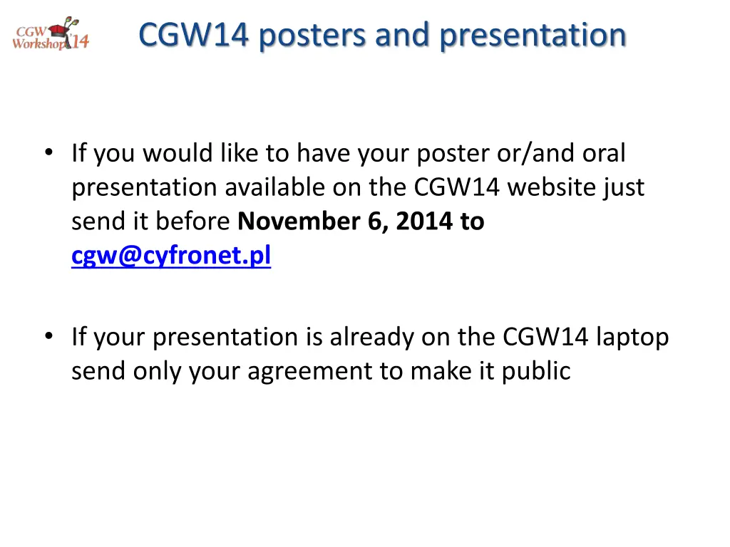 cgw14 posters and presentation