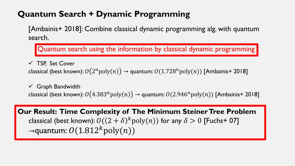 quantum search dynamic programming